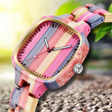 Square Rainbow Color Wood Watch