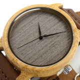 Men Leather Straps Wooden Watch