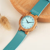 Unique Blue Dial Wood Watch