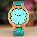 Unique Blue Dial Wood Watch