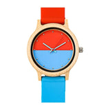 New Fashion Two-color Stitching Candy Color Wooden Watch Silicone Bangle Watch Men's Women's Quartz Wristwatches Relojes Hombre